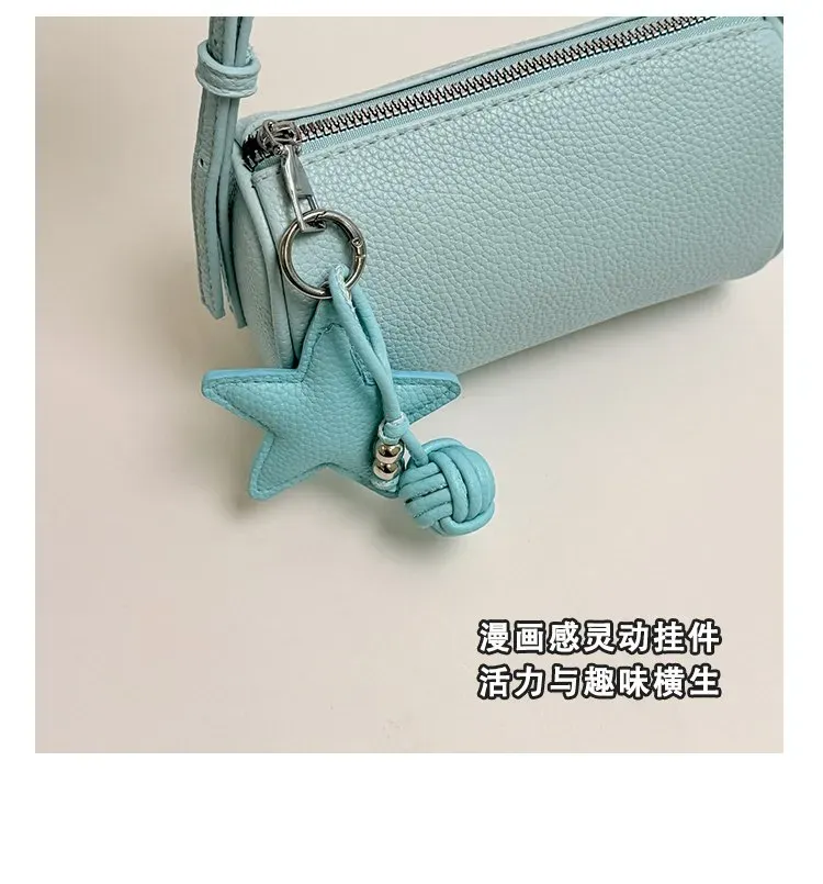 Tas Selempang Wanita Bahan PU Sintetis Polos Warna Hitam Bentuk Bulat Tali Grosir Import