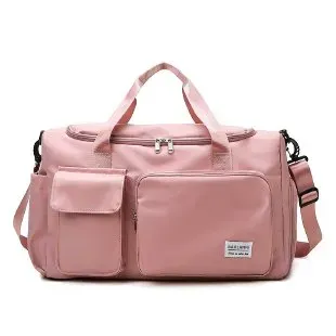 Tas Selempang Wanita Bahan Nylon Polos Warna Pink Bentuk Kotak Tali Panjang Grosir Import