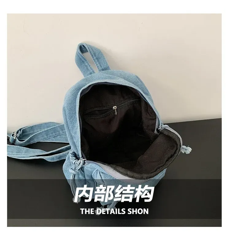 Tas Ransel Wanita Bahan PU Sintetis Polos Warna Biru Bentuk Kotak Tali Panjang Grosir Import