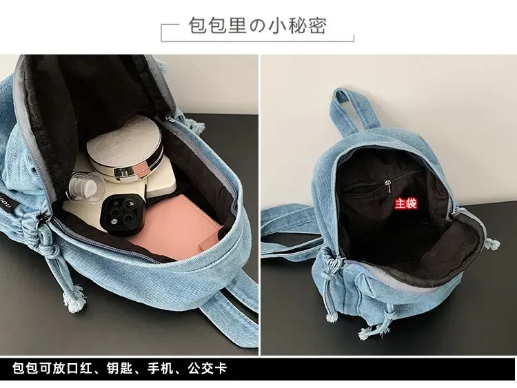 Tas Ransel Wanita Bahan PU Sintetis Polos Warna Biru Bentuk Kotak Tali Panjang Grosir Import