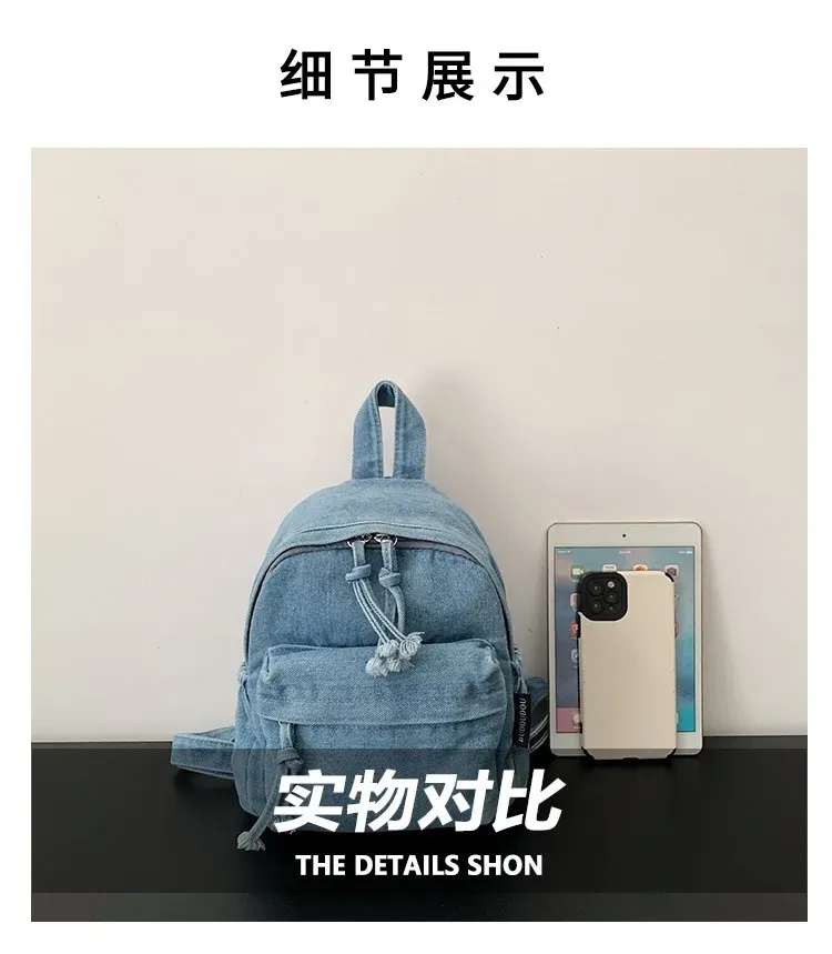 Tas Ransel Wanita Bahan PU Sintetis Polos Warna Biru Bentuk Kotak Tali Panjang Grosir Import
