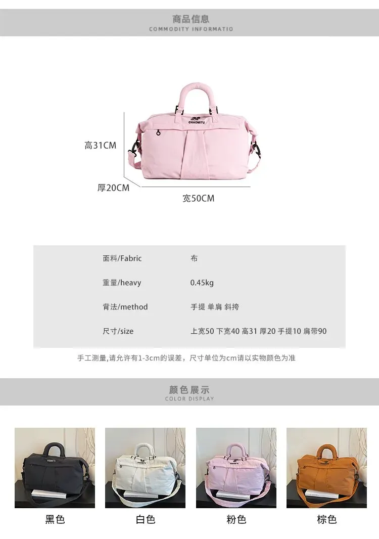Tas Selempang Wanita Bahan Nylon Polos Warna Hitam Bentuk Kotak Tali Panjang untuk Travel