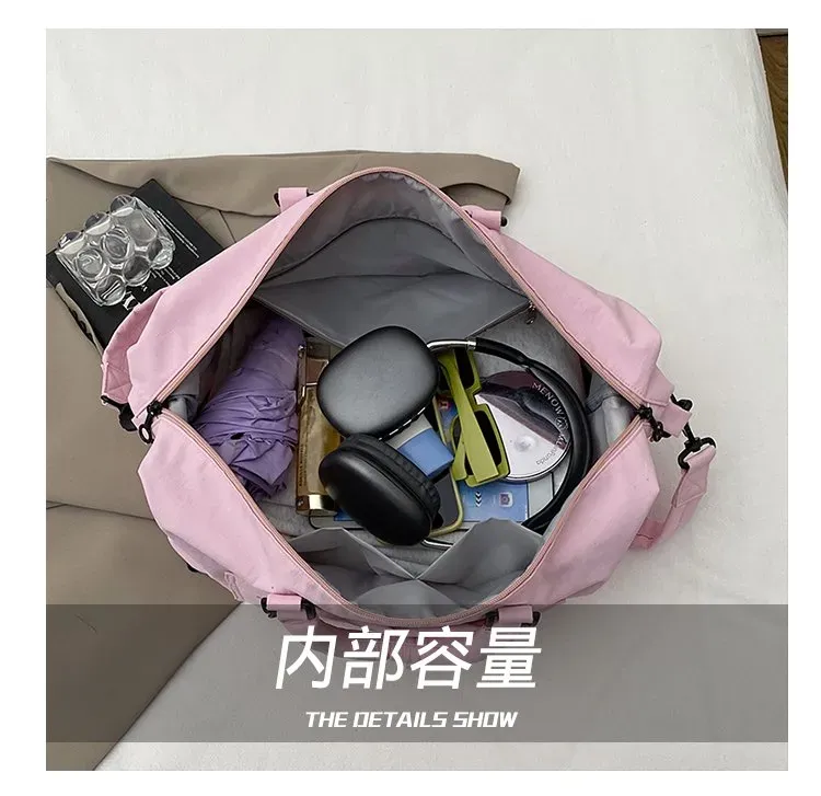 Tas Selempang Wanita Bahan Nylon Polos Warna Hitam Bentuk Kotak Tali Panjang untuk Travel