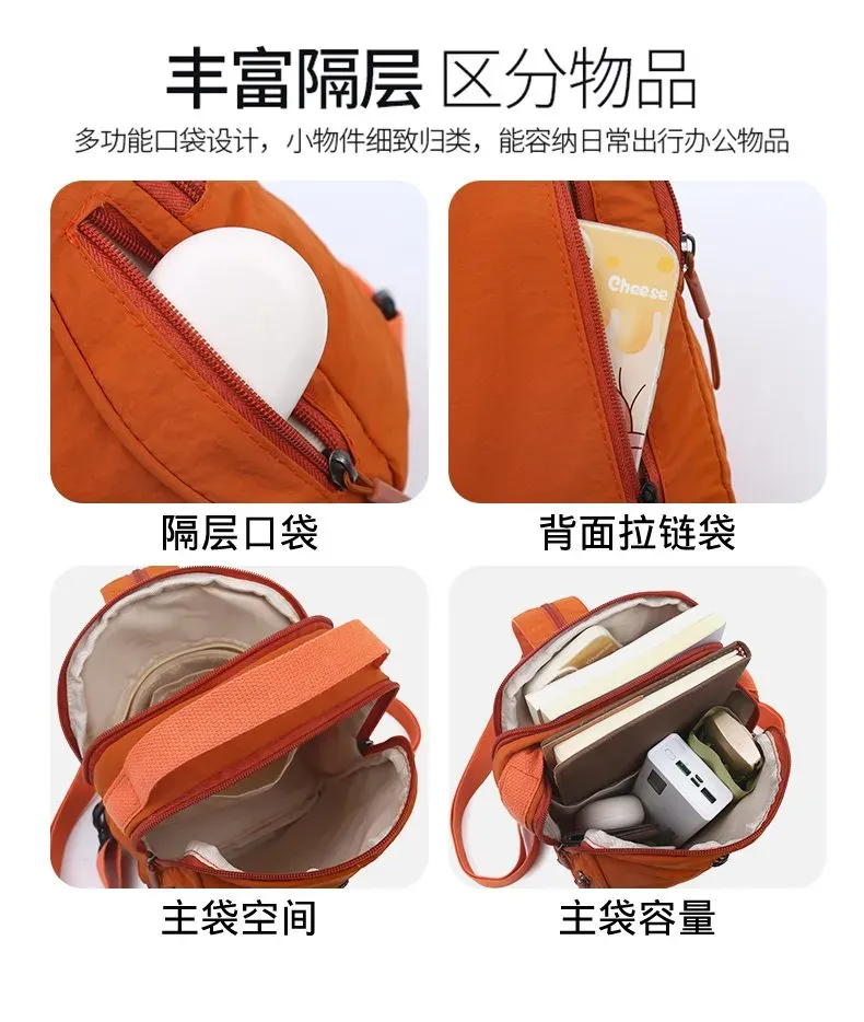 Tas Ransel Wanita Bahan Nylon Polos Bentuk Kotak Tali Lebar Resleting Pilihan Reseller