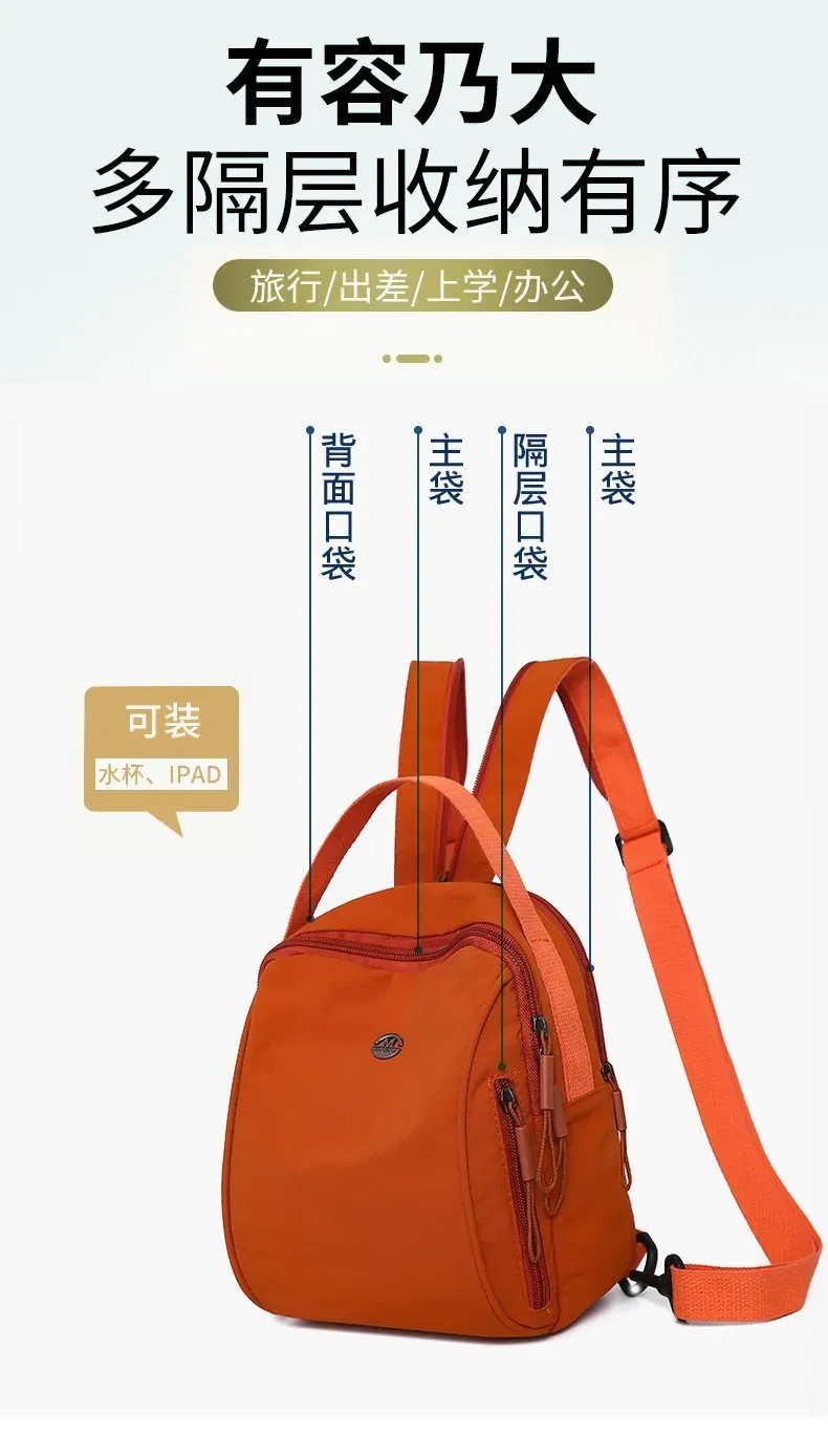 Tas Ransel Wanita Bahan Nylon Polos Bentuk Kotak Tali Lebar Resleting Pilihan Reseller