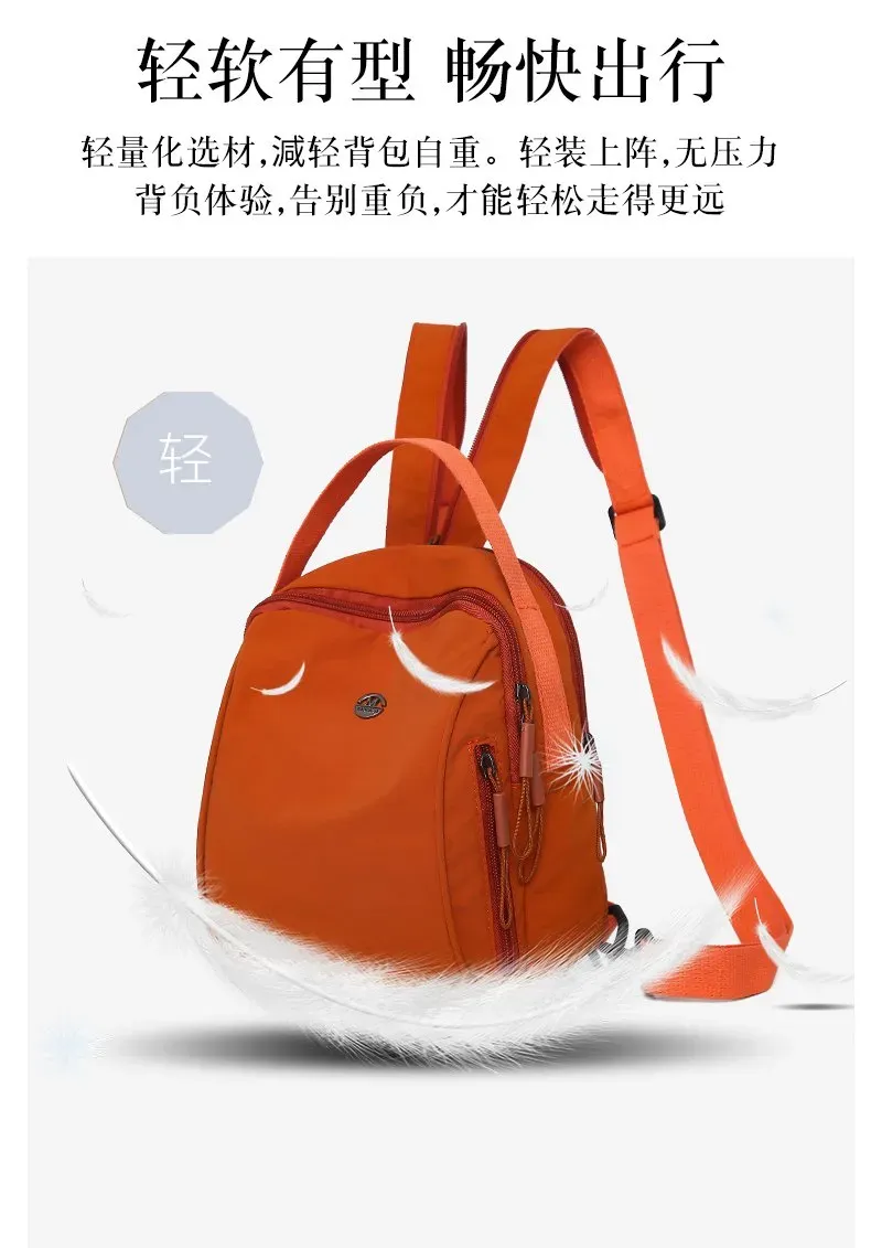 Tas Ransel Wanita Bahan Nylon Polos Bentuk Kotak Tali Lebar Resleting Pilihan Reseller