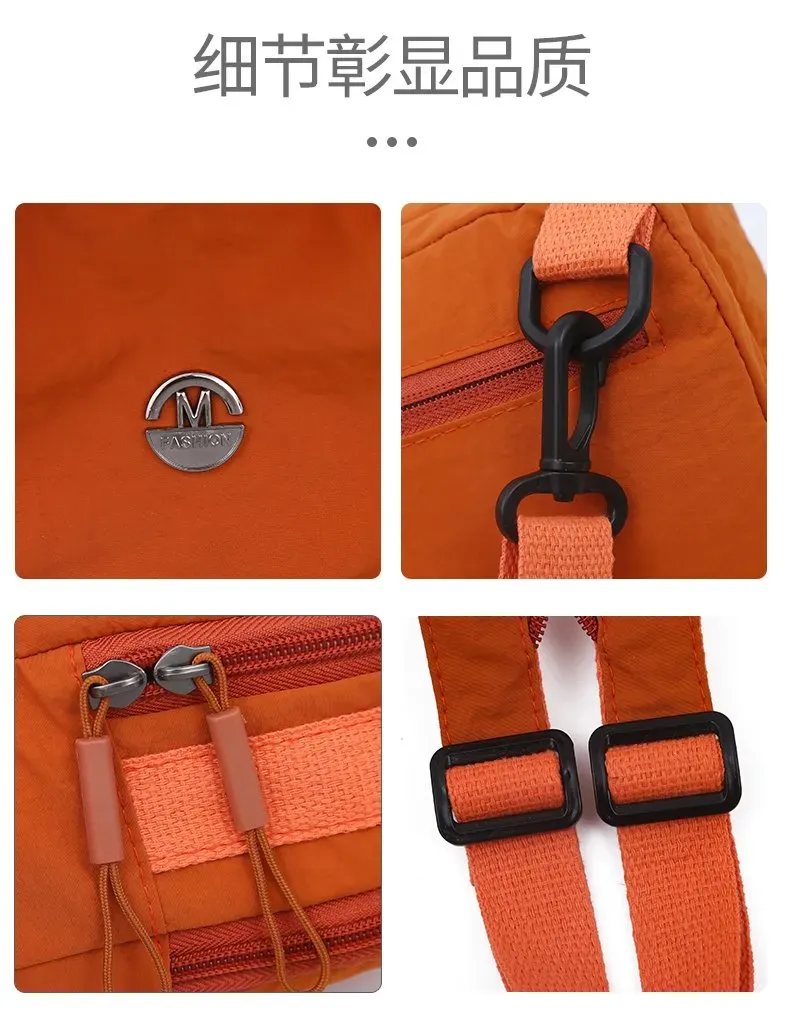 Tas Ransel Wanita Bahan Nylon Polos Bentuk Kotak Tali Lebar Resleting Pilihan Reseller