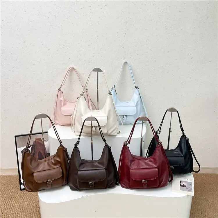 Tas Selempang Wanita Bahan Oxford Polos Warna Hitam Bentuk Kotak Tali Lebar Bahan Kanvas