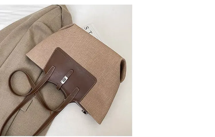 Tas Tote Wanita Bahan PU Sintetis Polos Warna Hitam Bentuk Kotak Tali Lebar Resleting Grosir