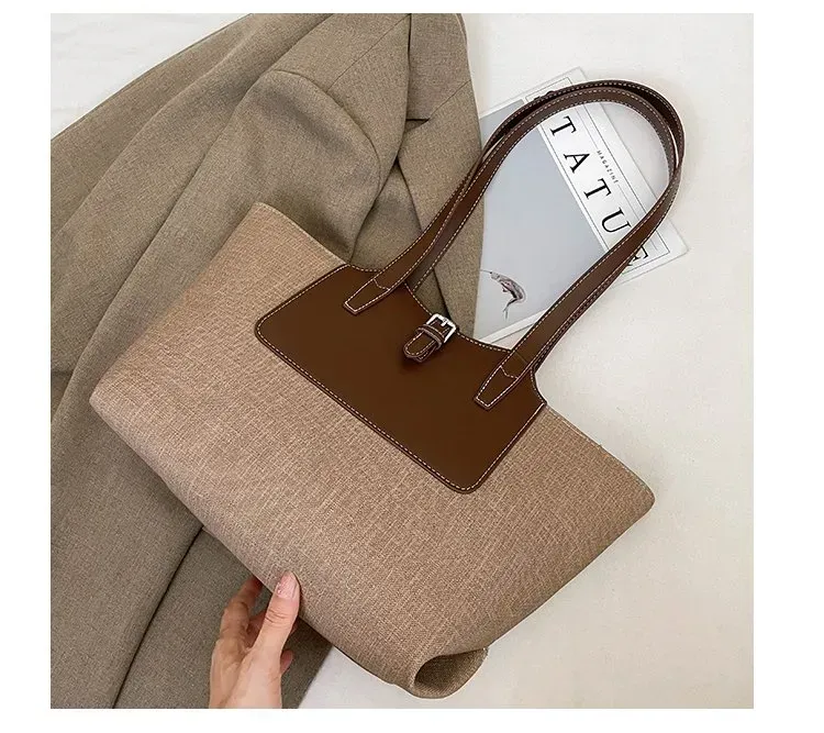 Tas Tote Wanita Bahan PU Sintetis Polos Warna Hitam Bentuk Kotak Tali Lebar Resleting Grosir