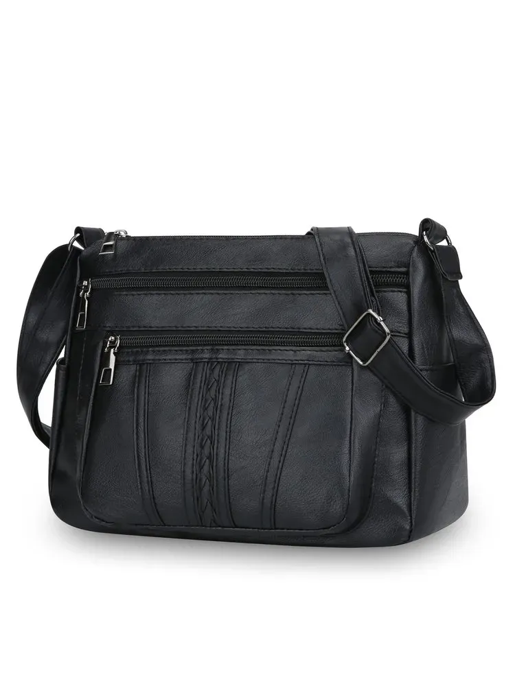 Tas Selempang Wanita Bahan PU Sintetis Motif Garis Vertikal (merah dan hijau) Grosir Import