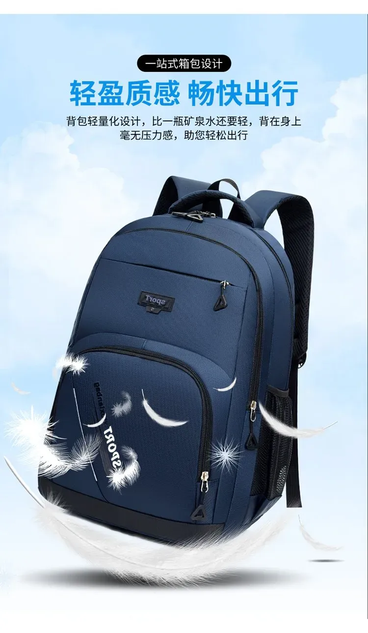 Tas Ransel Wanita Bahan Oxford Polos Warna Biru Bentuk Kotak Tali Lebar untuk Toko Online