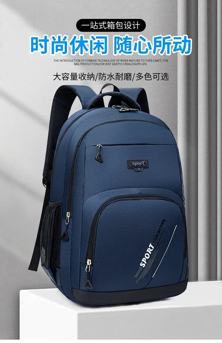 Tas Ransel Wanita Bahan Oxford Polos Warna Biru Bentuk Kotak Tali Lebar untuk Toko Online