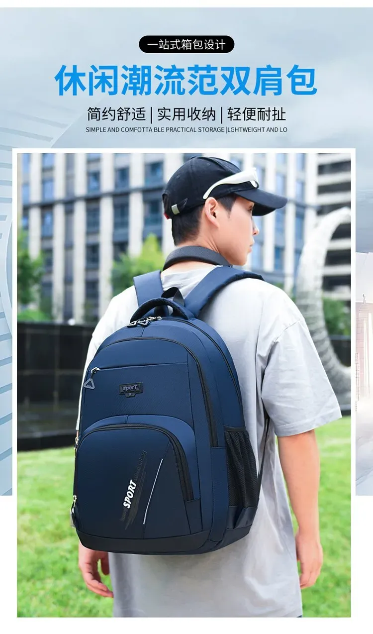 Tas Ransel Wanita Bahan Oxford Polos Warna Biru Bentuk Kotak Tali Lebar untuk Toko Online