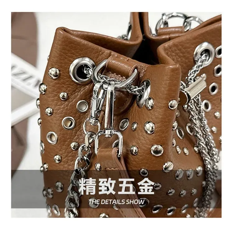 Tas Bucket Wanita Bahan PU Sintetis Motif Print Bentuk Bucket Tali Panjang untuk Reseller