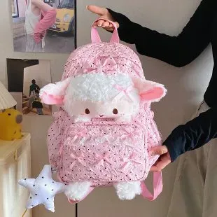 Tas Ransel Anak Bahan PU Sintetis Motif Print Warna Pink Bentuk Kotak Tali Harga Grosir