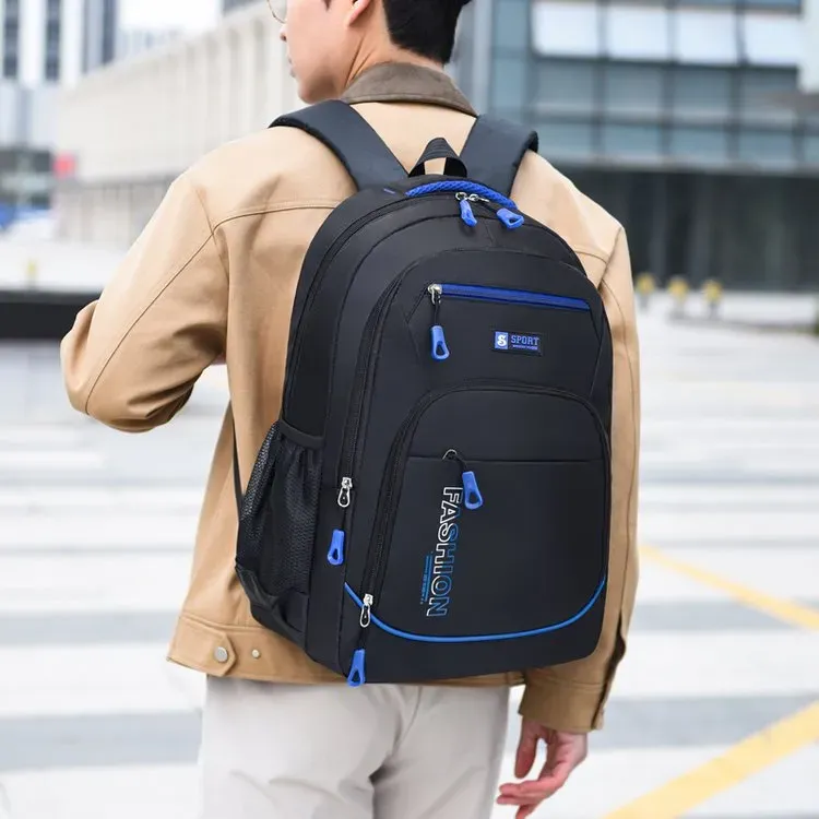 Tas Ransel Pria Bahan Oxford Polos Warna Hitam Bentuk Kotak Tali Lebar Resleting Harga Grosir