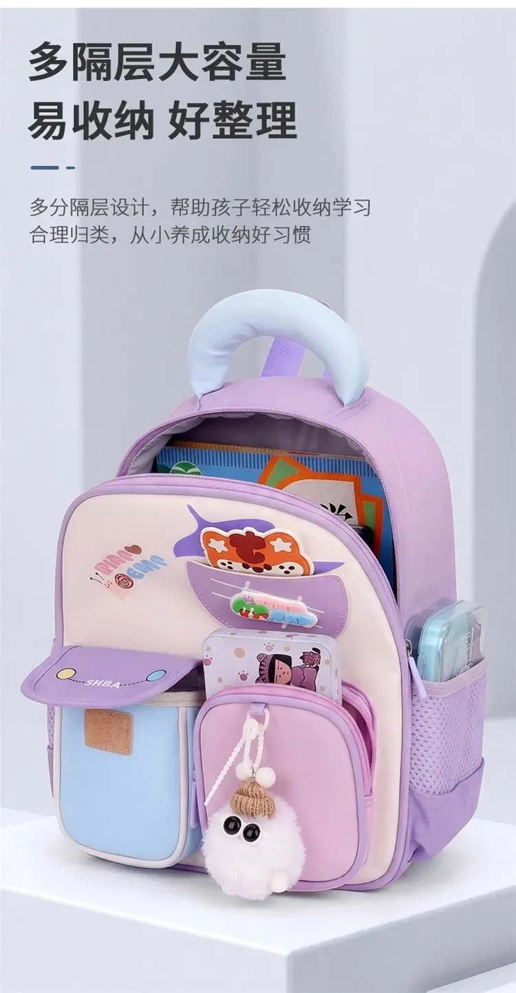 Tas Ransel Anak Bahan Kain Polos Warna Pink Bentuk Kotak Tali Lebar Resleting Grosir Import