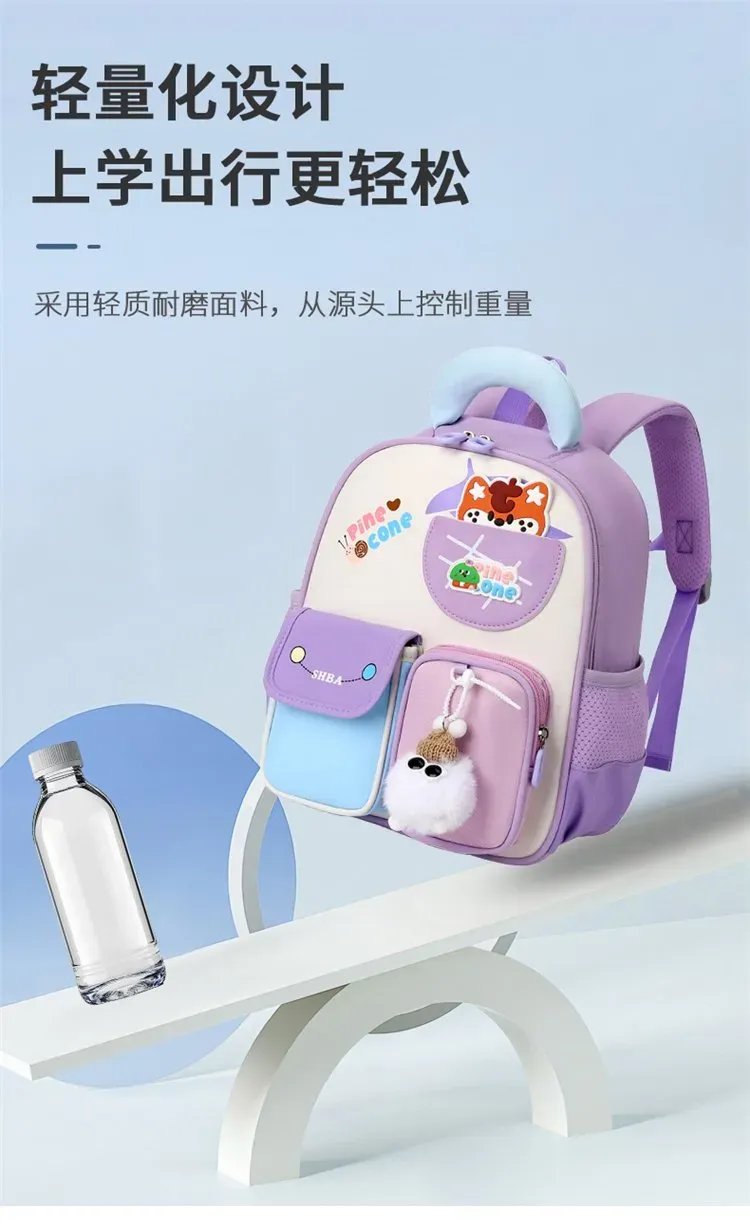 Tas Ransel Anak Bahan Kain Polos Warna Pink Bentuk Kotak Tali Lebar Resleting Grosir Import
