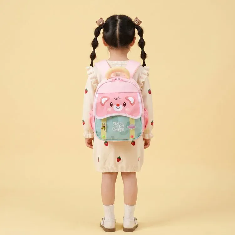 Tas Ransel Anak Bahan Nylon Motif Print Warna Pink Bentuk Kotak Tali Lebar Grosir Import