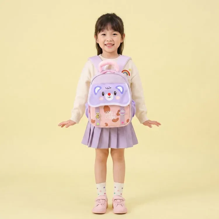 Tas Ransel Anak Bahan Nylon Motif Print Warna Pink Bentuk Kotak Tali Lebar Grosir Import