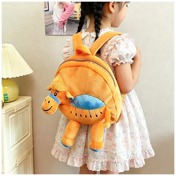 Tas Ransel Anak Bahan Kain Polos Bentuk Kotak Tali Lebar Resleting untuk Sekolah Grosir Import