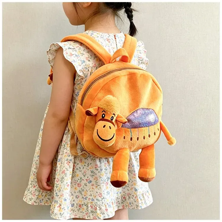 Tas Ransel Anak Bahan Kain Polos Bentuk Kotak Tali Lebar Resleting untuk Sekolah Grosir Import