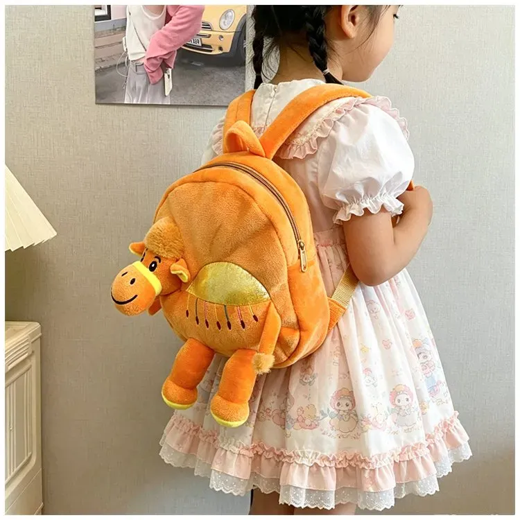 Tas Ransel Anak Bahan Kain Polos Bentuk Kotak Tali Lebar Resleting untuk Sekolah Grosir Import