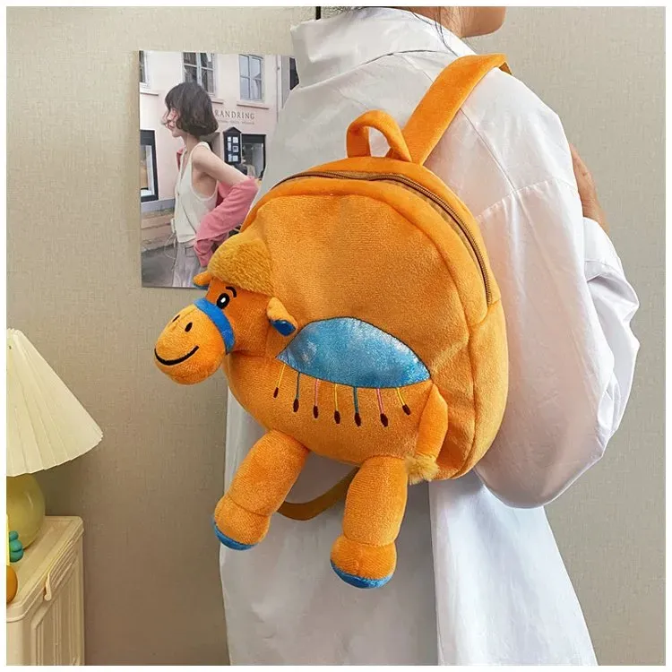 Tas Ransel Anak Bahan Kain Polos Bentuk Kotak Tali Lebar Resleting untuk Sekolah Grosir Import