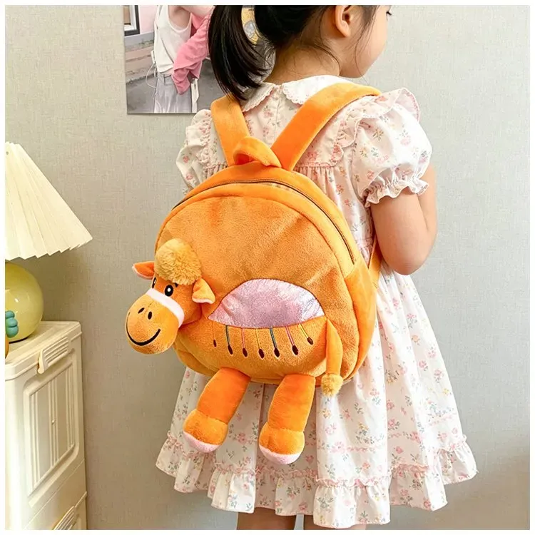Tas Ransel Anak Bahan Kain Polos Bentuk Kotak Tali Lebar Resleting untuk Sekolah Grosir Import