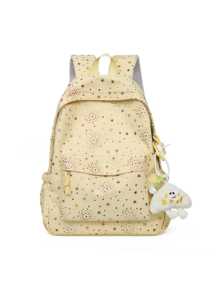 Tas Ransel Wanita Bahan Nylon Motif Print Bentuk Kotak Tali Lebar Resleting Stok China