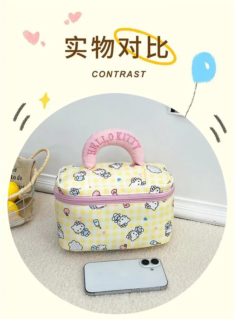Tas Kosmetik Bahan PU Sintetis Motif Polkadot Warna Putih Bentuk Kotak Tali untuk Toko Online