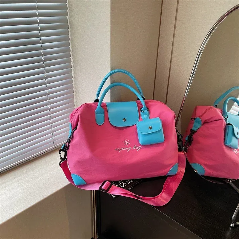 Tas Selempang Wanita Bahan Kain Polos Warna Pink Bentuk Kotak Tali Panjang Grosir Import