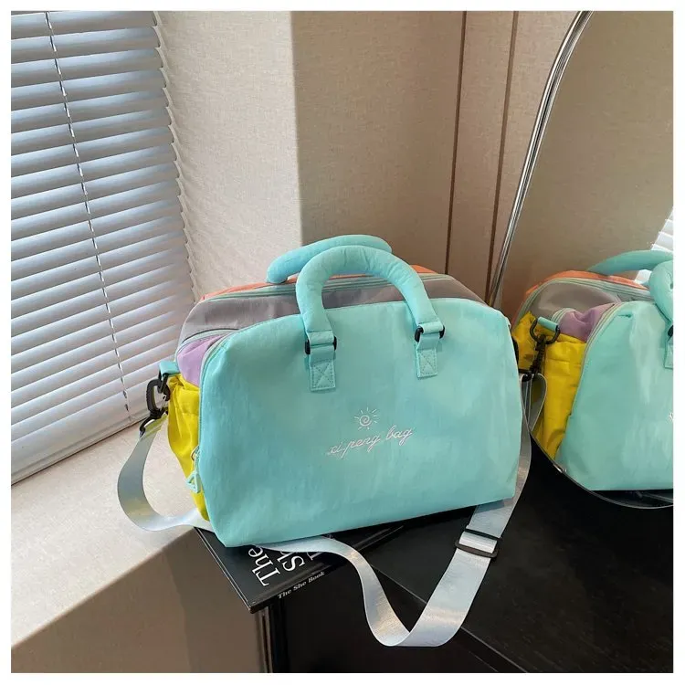 Tas Selempang Wanita Bahan Kain Polos Warna Pink Bentuk Kotak Tali Panjang Grosir Import
