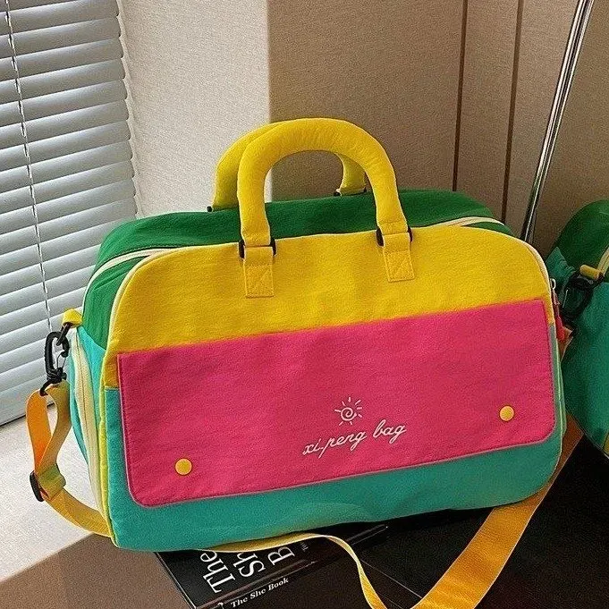 Tas Selempang Wanita Bahan Kain Polos Warna Pink Bentuk Kotak Tali Panjang Grosir Import