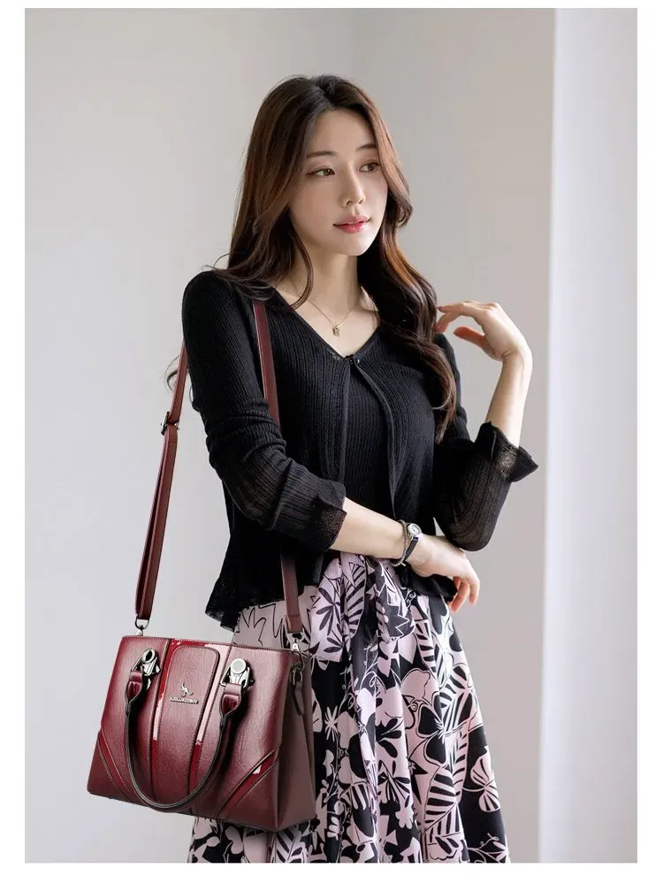 Tas Selempang Wanita Bahan PU Sintetis Polos Warna Hitam Bentuk Kotak Tali Resleting Grosir
