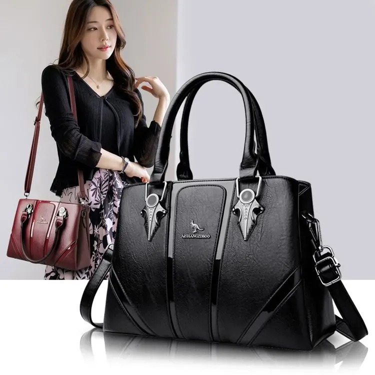 Tas Selempang Wanita Bahan PU Sintetis Polos Warna Hitam Bentuk Kotak Tali Resleting Grosir