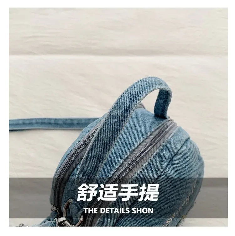 Tas Tote Wanita Bahan PU Sintetis Motif Bintang Warna Biru Bentuk Bulat Tali Grosir Import