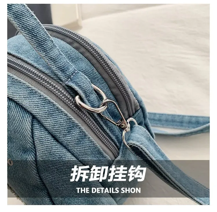 Tas Tote Wanita Bahan PU Sintetis Motif Bintang Warna Biru Bentuk Bulat Tali Grosir Import