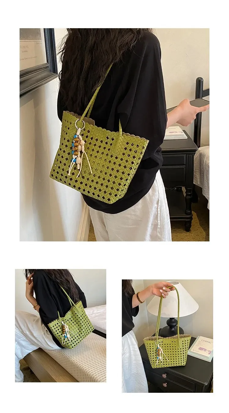 Tas Selempang Wanita Bahan PU Sintetis Motif Print Warna Hitam Bentuk Kotak Tali untuk Jualan