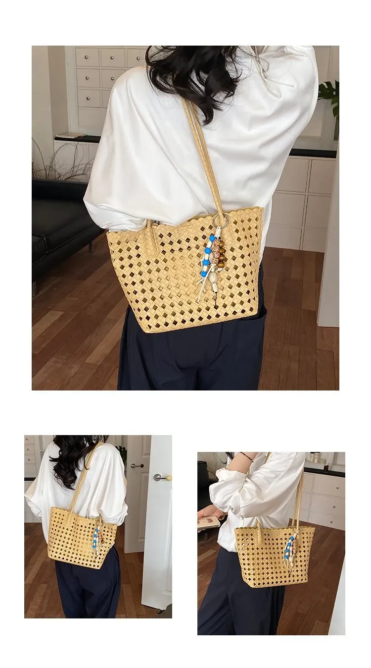 Tas Selempang Wanita Bahan PU Sintetis Motif Print Warna Hitam Bentuk Kotak Tali untuk Jualan
