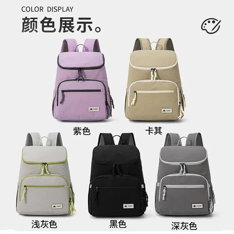 Tas Ransel Wanita Bahan Nylon Polos Warna Hitam Bentuk Kotak Tali Lebar Stok China