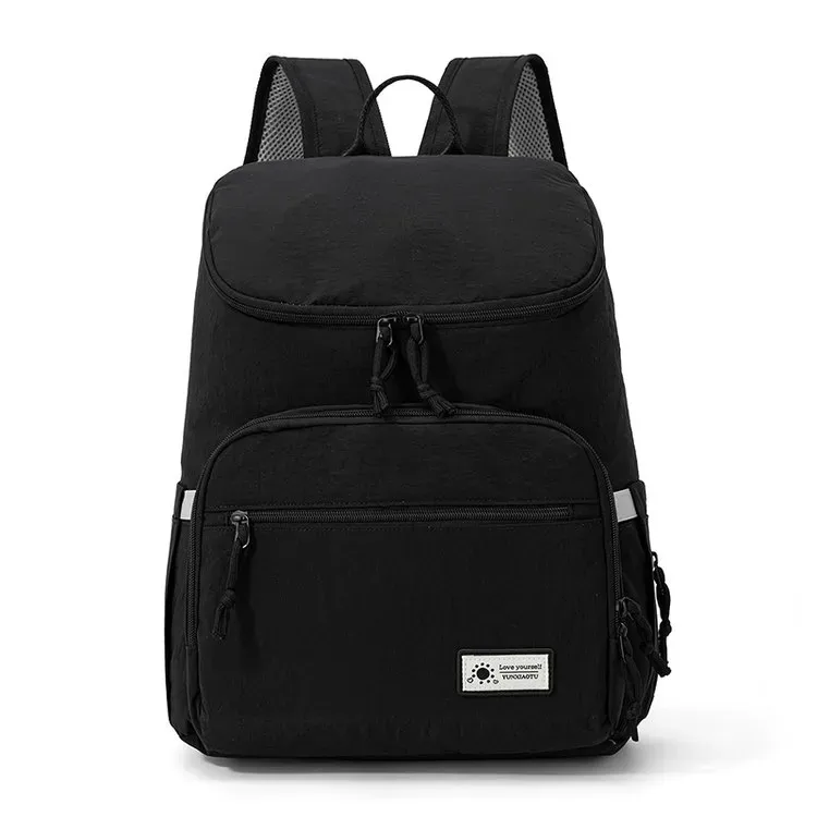 Tas Ransel Wanita Bahan Nylon Polos Warna Hitam Bentuk Kotak Tali Lebar Stok China