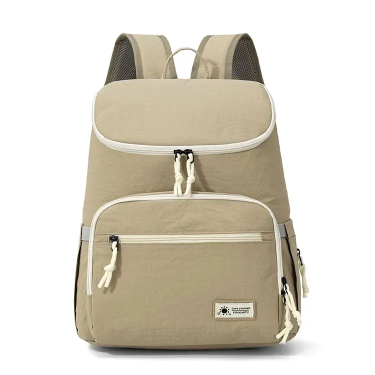 Tas Ransel Wanita Bahan Nylon Polos Warna Hitam Bentuk Kotak Tali Lebar Stok China