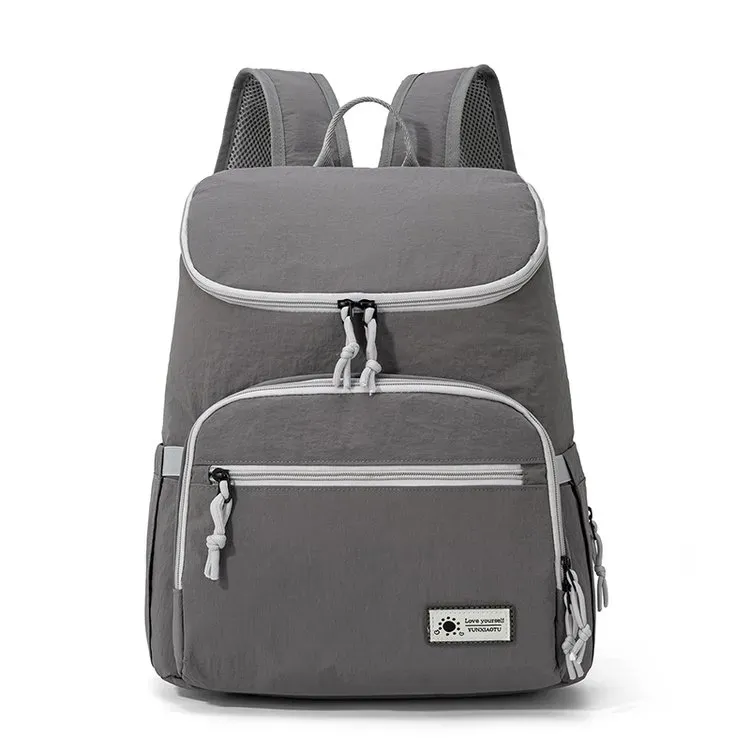 Tas Ransel Wanita Bahan Nylon Polos Warna Hitam Bentuk Kotak Tali Lebar Stok China