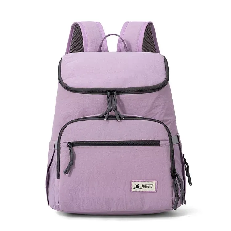 Tas Ransel Wanita Bahan Nylon Polos Warna Hitam Bentuk Kotak Tali Lebar Stok China