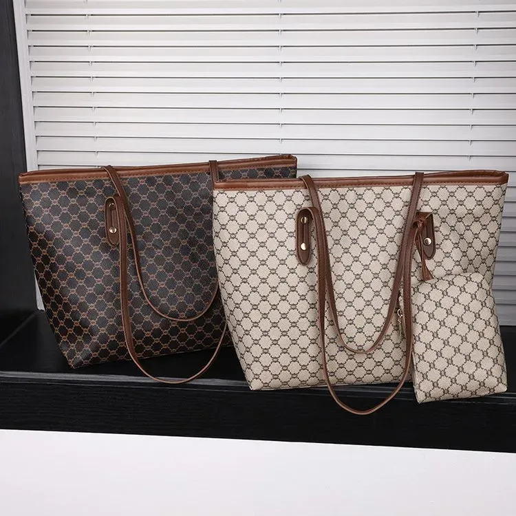 Tas Tote Wanita Bahan PU Sintetis Motif Print Warna Putih Bentuk Kotak Tali Grosir Import