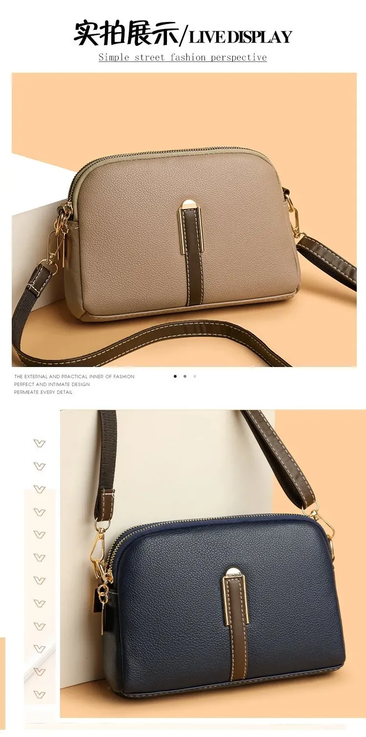 Tas Selempang Wanita Polos Bentuk Kotak Tali Lebar Resleting Grosir Import