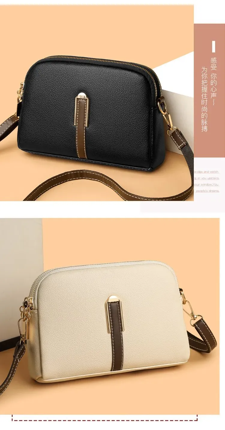 Tas Selempang Wanita Polos Bentuk Kotak Tali Lebar Resleting Grosir Import