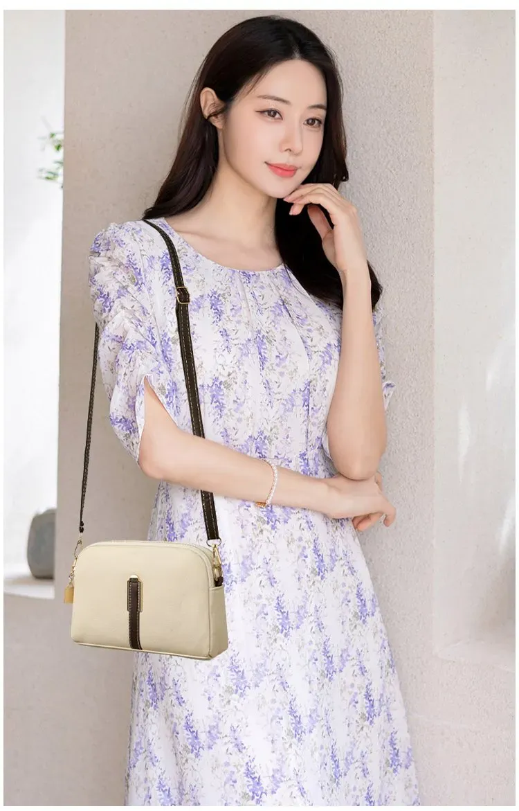 Tas Selempang Wanita Polos Bentuk Kotak Tali Lebar Resleting Grosir Import